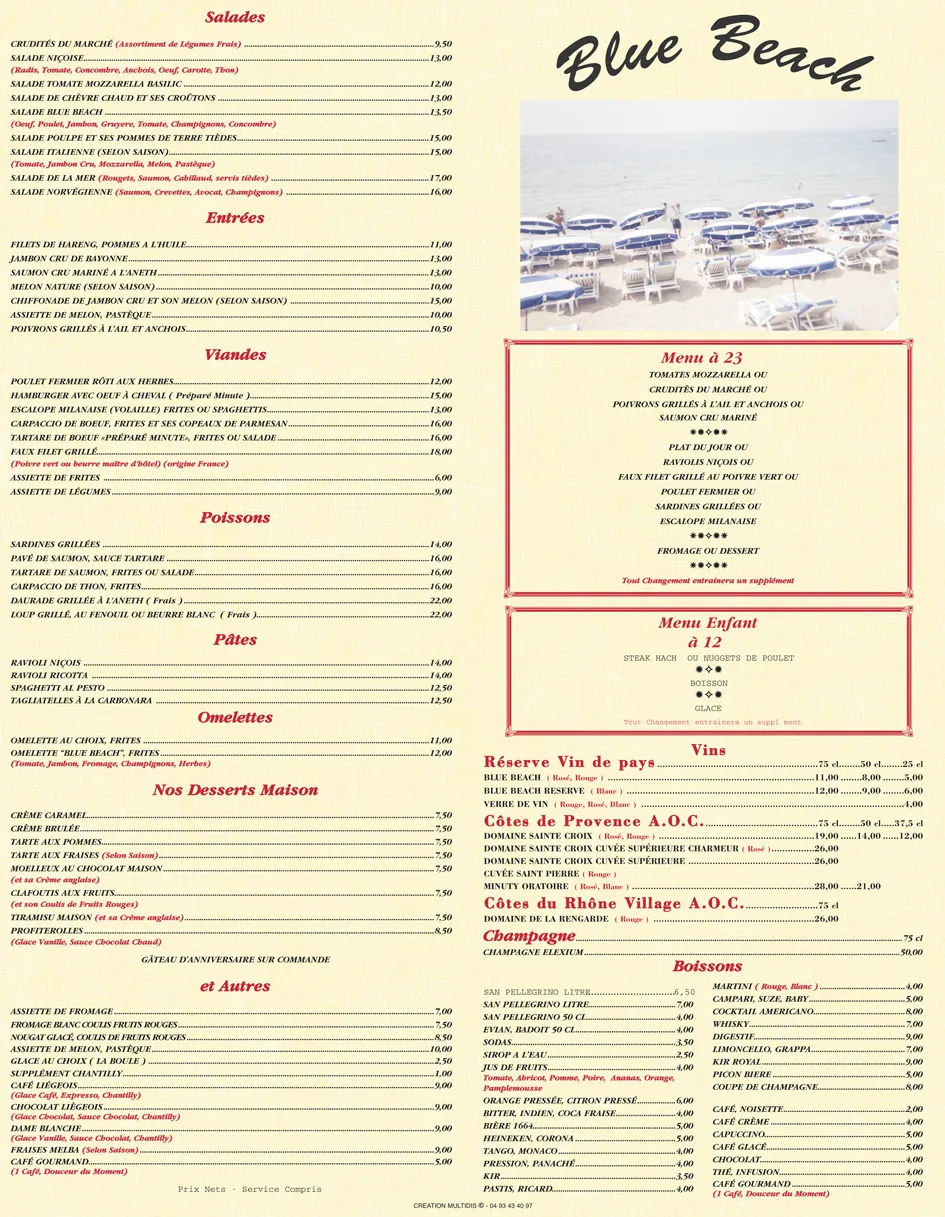 panneau menu exterieur